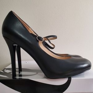 Nine West Msknoitall Black Leather Mary Jane Pump